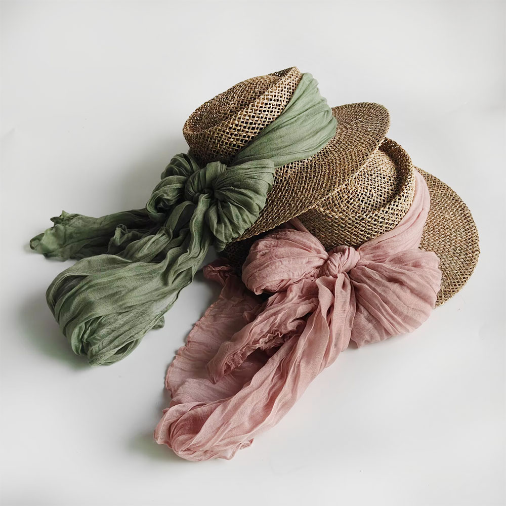 Bucket Hat Straw - Topi Jerami Wanita Musim Panas, Pinggiran