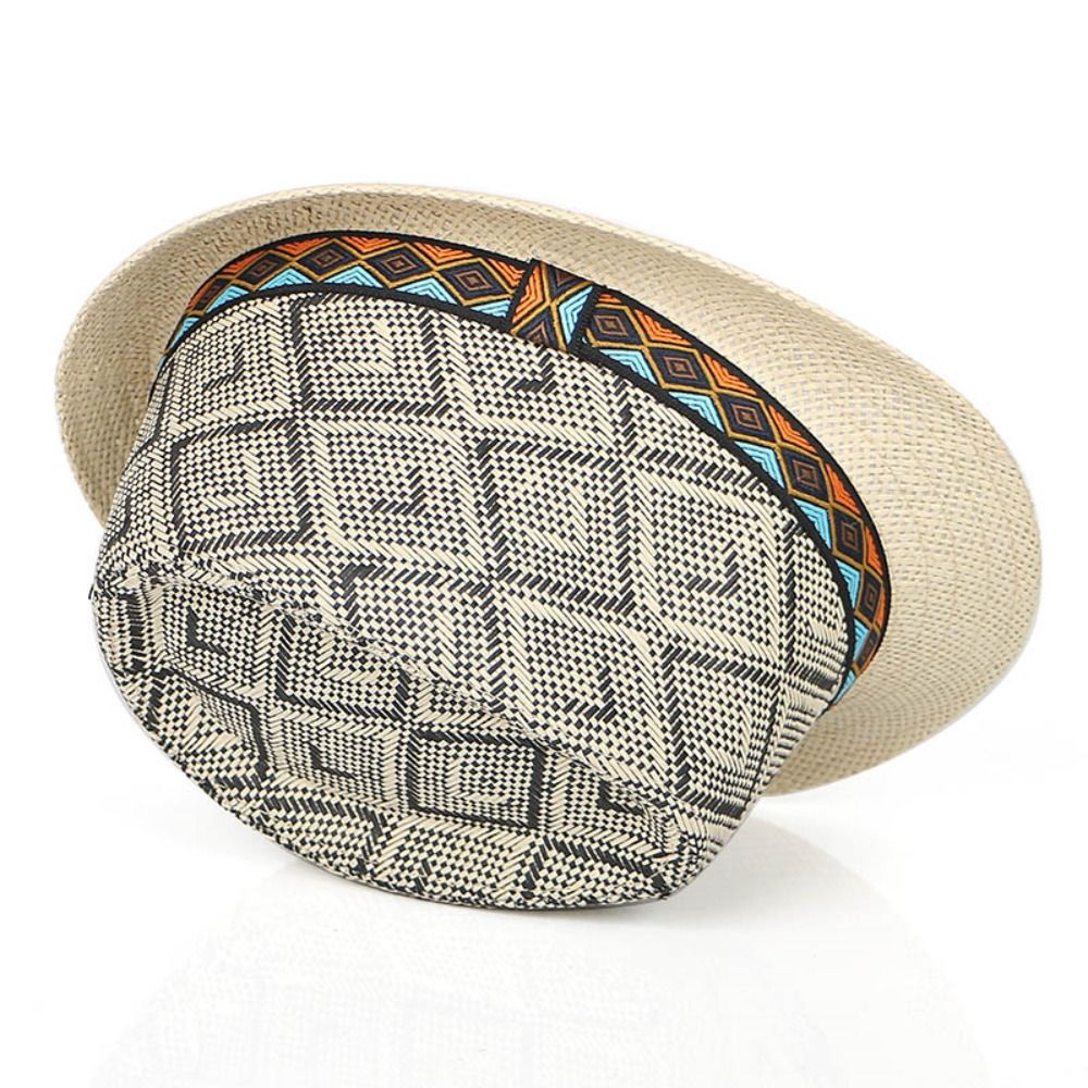 Topi Panama Jazz Jerami Motif  - Bucket Hat Straw ulasan dan harga