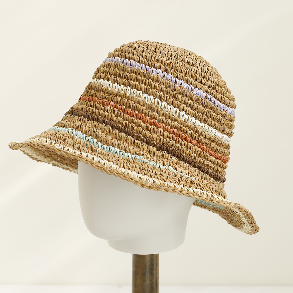 Topi Matahari Bergaris Warna-w - Bucket Hat Straw ulasan dan harga