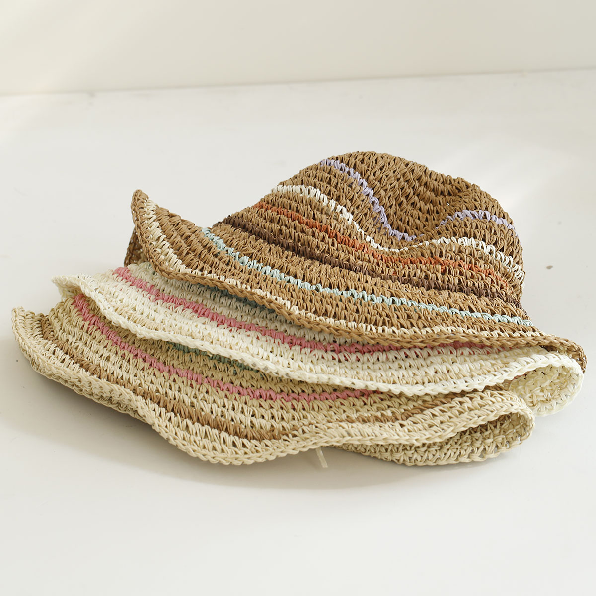 Topi Matahari Bergaris Warna-w - Bucket Hat Straw ulasan dan harga